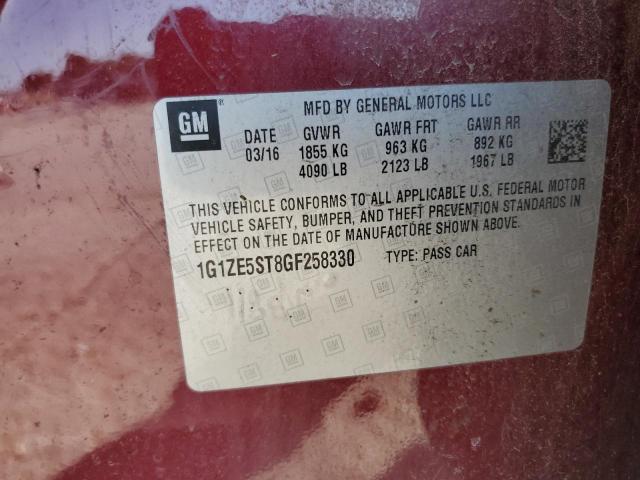 1G1ZE5ST8GF258330 - 2016 CHEVROLET MALIBU LT წითელი ფოტო 12