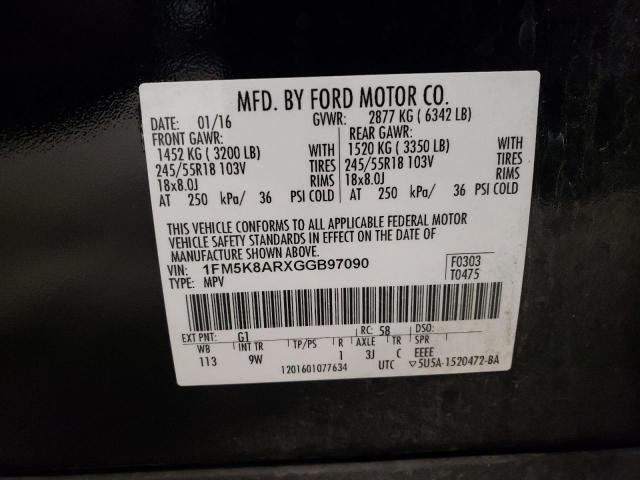 1FM5K8ARXGGB97090 - 2016 FORD EXPLORER POLICE INTERCEPTOR 黑色 照片 13