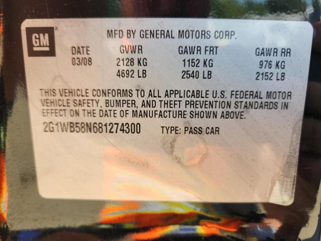 2G1WB58N681274300 - 2008 CHEVROLET IMPALA LS BLACK photo 12