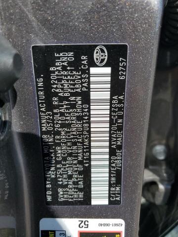 4T1G11AK5PU814340 - 2023 TOYOTA CAMRY SE NIGHT SHADE CHARCOAL photo 12