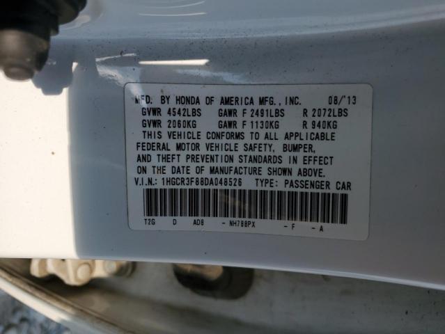 1HGCR3F88DA048526 - 2013 HONDA ACCORD EXL WHITE photo 12