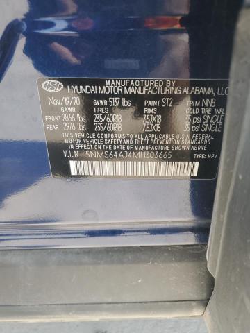 5NMS64AJ4MH303665 - 2021 HYUNDAI SANTA FE SEL BLUE photo 13