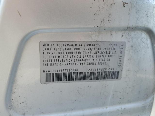 WVWDR91K37W080686 - 2007 VOLKSWAGEN RABBIT ვერცხლისფერი ფოტო 12