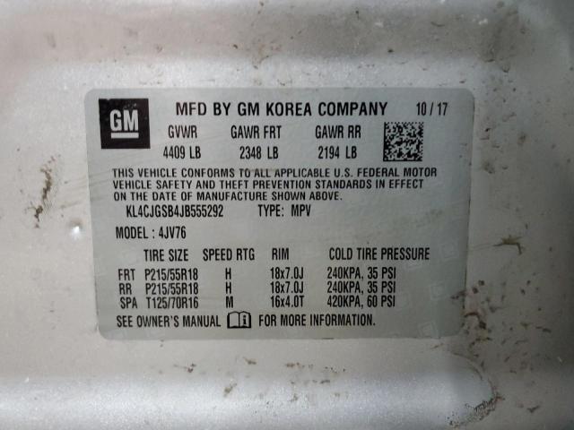 KL4CJGSB4JB555292 - 2018 BUICK ENCORE ESSENCE SILVER photo 13