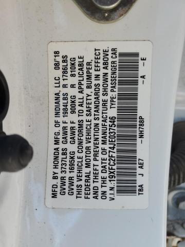 19XFC2F74JE037546 - 2018 HONDA CIVIC EX Ağ foto 12
