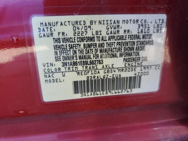 3N1AB61E89L662763 - 2009 NISSAN SENTRA 2.0 RED photo 12