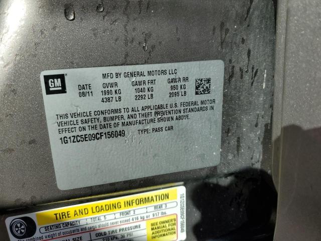 1G1ZC5E09CF156049 - 2012 CHEVROLET MALIBU 1LT 棕色 照片 12