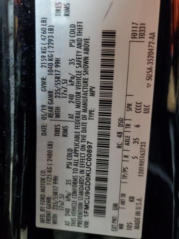 1FMCU9GD0KUC00897 - 2019 FORD ESCAPE SE Schwarz Foto 14