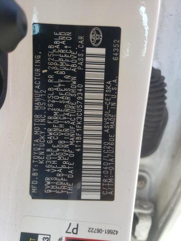 4T1BF1FK3CU579340 - 2012 TOYOTA CAMRY BASE WHITE photo 12