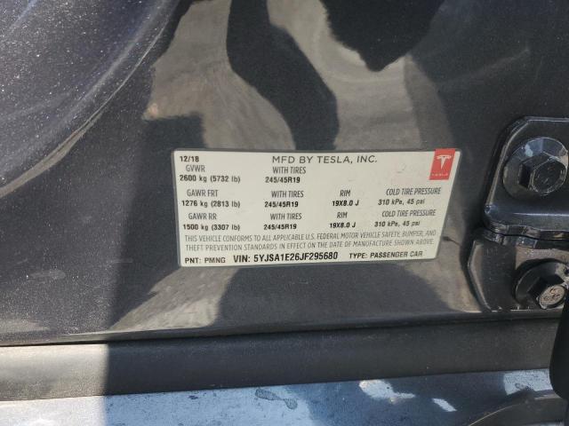 5YJSA1E26JF295680 - 2018 TESLA MODEL S رمادي صورة 13