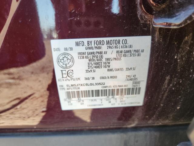 5LM5J7XC5LGL33522 - 2020 LINCOLN AVIATOR RESERVE Marron photo 13