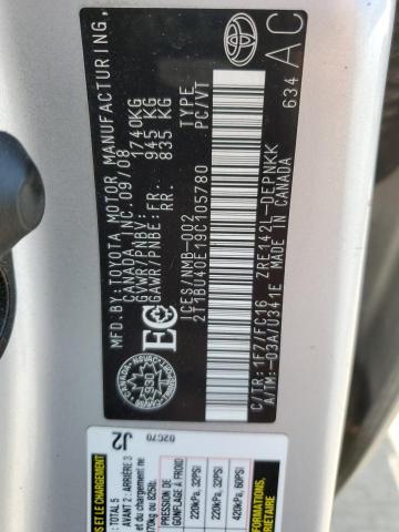 2T1BU40E19C105780 - 2009 TOYOTA COROLLA BASE 银色 照片 13