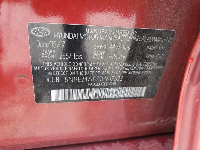 5NPE24AF7JH617622 - 2018 HYUNDAI SONATA SE Bordo fotoğraf 12