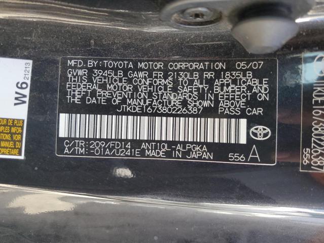 JTKDE167380226387 - 2008 TOYOTA SCION TC Qara foto 12