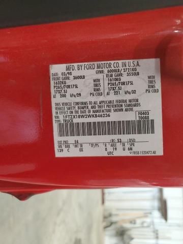 1FTZX18W2WKB46236 - 1998 FORD F150 RED photo 12