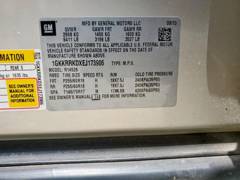 1GKKRRKDXEJ173906 - 2014 GMC ACADIA SLT-1 GOLD photo 13