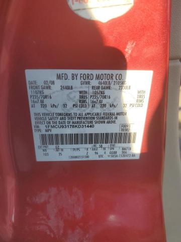 1FMCU93178KD31440 - 2008 FORD ESCAPE XLT RED photo 13