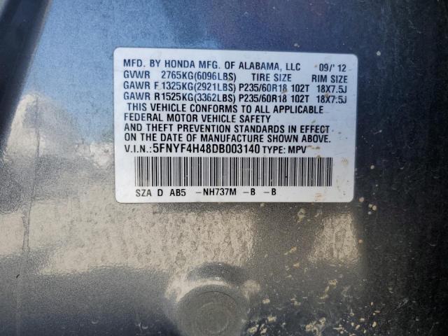 5FNYF4H48DB003140 - 2013 HONDA PILOT EX Boz foto 13