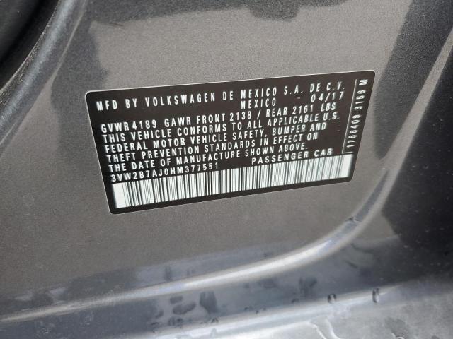3VW2B7AJ0HM377551 - 2017 VOLKSWAGEN JETTA S GRAY photo 13