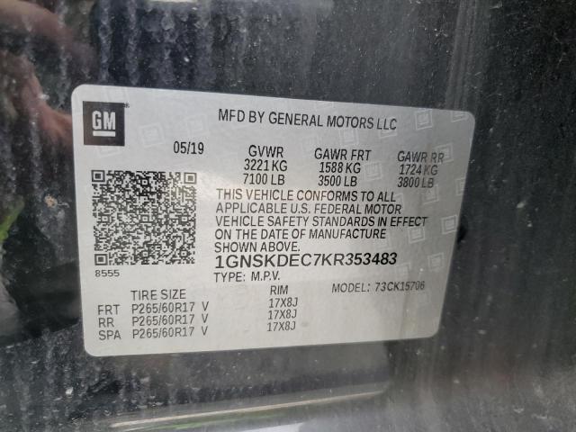 1GNSKDEC7KR353483 - 2019 CHEVROLET TAHOE POLICE შავი ფოტო 13