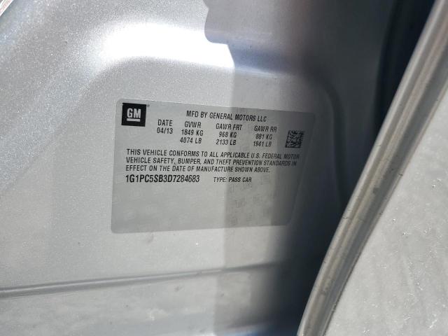 1G1PC5SB3D7284683 - 2013 CHEVROLET CRUZE LT SILVER photo 12