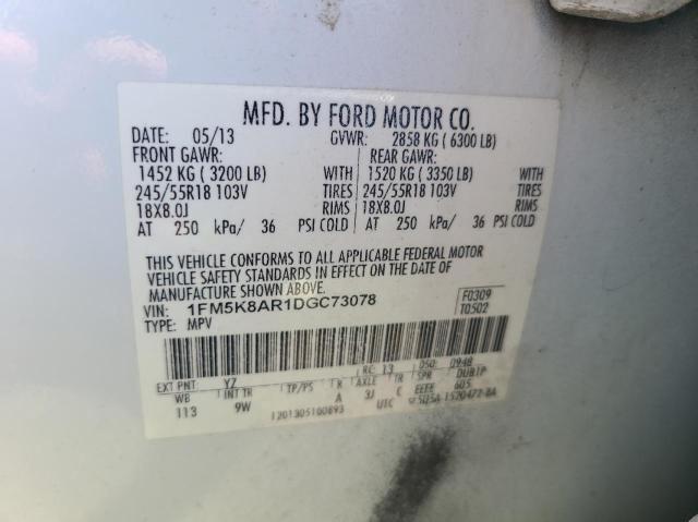 1FM5K8AR1DGC73078 - 2013 FORD EXPLORER POLICE INTERCEPTOR WHITE photo 10