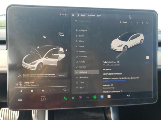 5YJ3E1EB1KF433524 - 2019 TESLA MODEL 3 Ақ фото 9