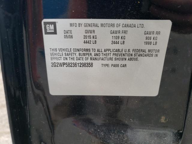 2G2WP582361298358 - 2006 PONTIAC GRAND PRIX BLACK photo 12