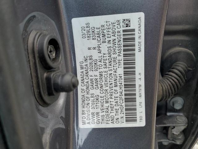 2HGFC2F64LH547041 - 2020 HONDA CIVIC LX 灰色 照片 12