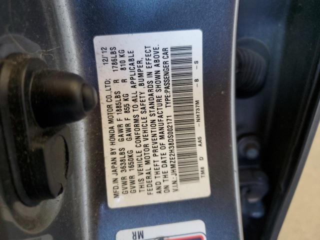 JHMZE2H38DS002171 - 2013 HONDA INSIGHT GRAY photo 12