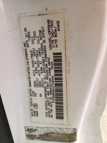 5TESN92NX1Z748442 - 2001 TOYOTA TACOMA XTRACAB PRERUNNER თეთრი ფოტო 12