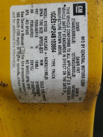 1GCES14P24B103864 - 2004 CHEVROLET SSR 黄色 照片 12