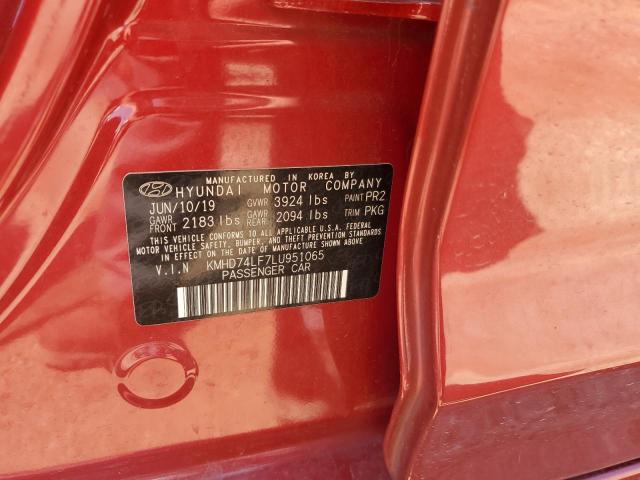 KMHD74LF7LU951065 - 2020 HYUNDAI ELANTRA SE RED photo 12