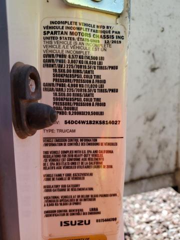 54DC4W1B2KS814027 - 2019 ISUZU NPR HD WHITE photo 12