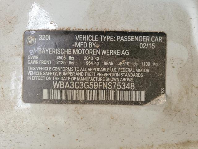 WBA3C3G59FNS75348 - 2015 BMW 320 I XDRIVE WHITE photo 12