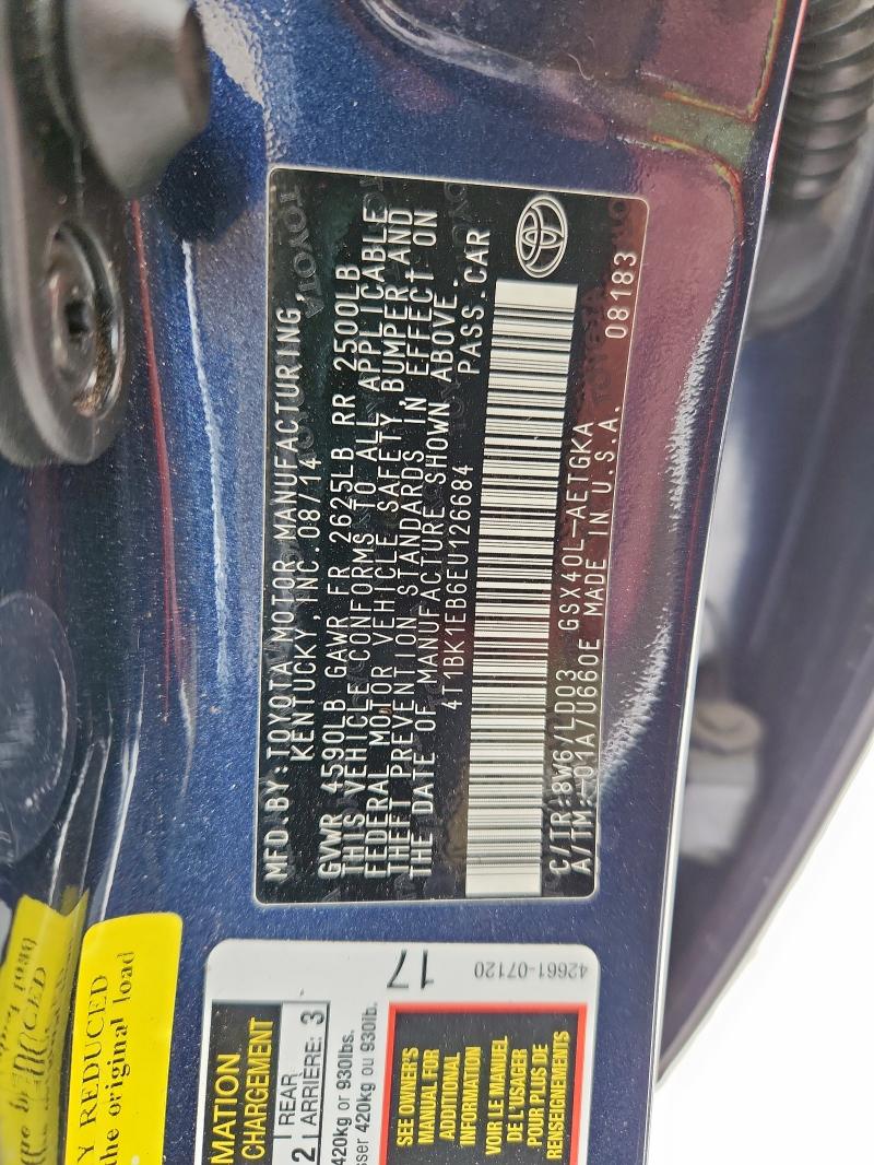 4T1BK1EB6EU126684 - 2014 TOYOTA AVALON BASE Синий фото 12