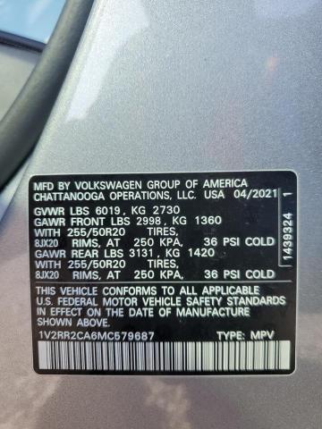 1V2RR2CA6MC579687 - 2021 VOLKSWAGEN ATLAS SE Сріблястий фото 14