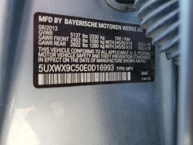 5UXWX9C50E0D16993 - 2014 BMW X3 XDRIVE28I BLUE photo 12