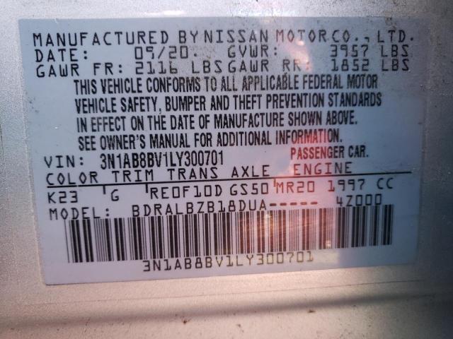 3N1AB8BV1LY300701 - 2020 NISSAN SENTRA S SILVER photo 13