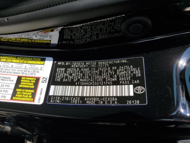 4T1DAACK5SU121745 - 2025 TOYOTA CAMRY XSE BLACK photo 12
