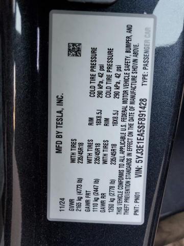 5YJ3E1EA5SF891428 - 2025 TESLA MODEL 3 灰色 照片 13