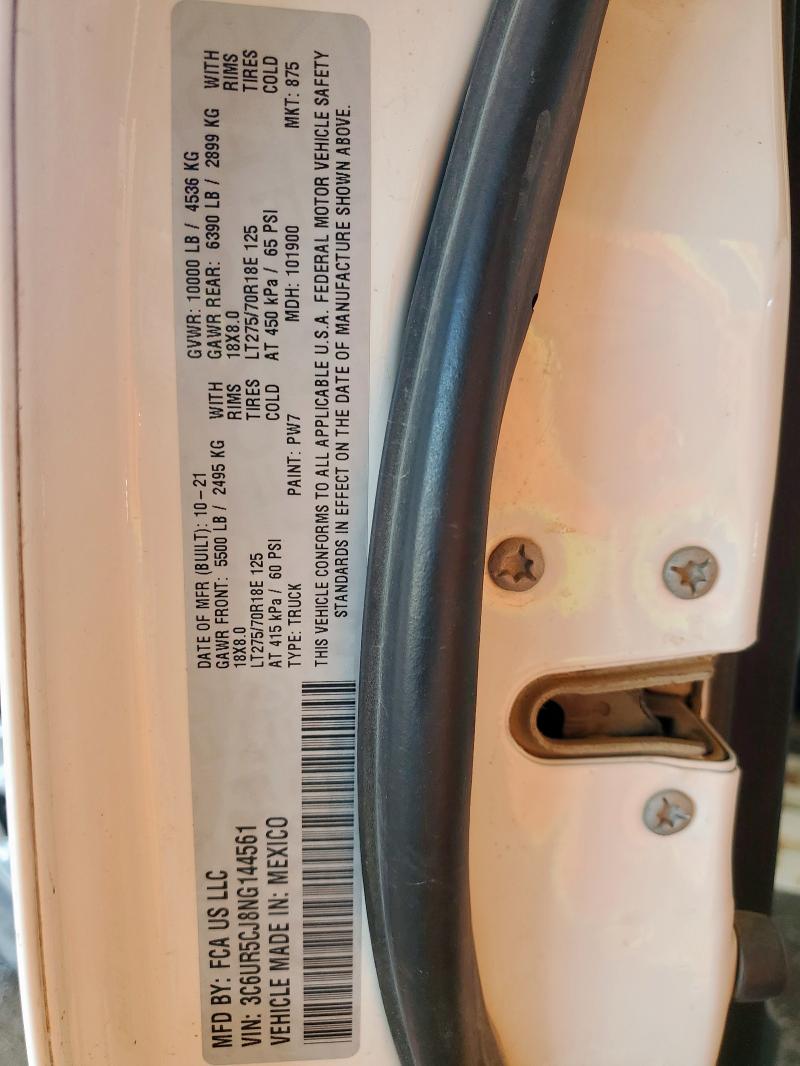 3C6UR5CJ8NG144561 - 2022 RAM 2500 TRADESMAN Ağ foto 12