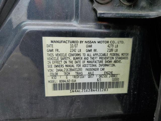 1N4AL21E28N431283 - 2008 NISSAN ALTIMA 2.5 GRAY photo 12