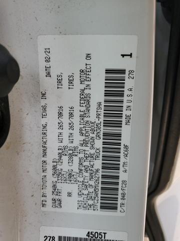 5TFCZ5AN5MX262796 - 2021 TOYOTA TACOMA DOUBLE CAB WHITE photo 13