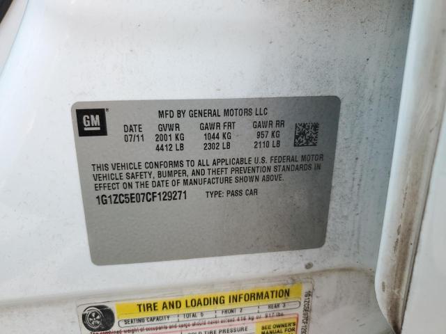 1G1ZC5E07CF129271 - 2012 CHEVROLET MALIBU 1LT 白色 照片 12