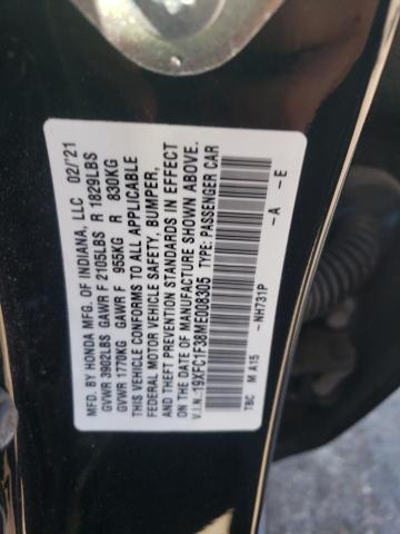 19XFC1F38ME008305 - 2021 HONDA CIVIC EX BLACK photo 13
