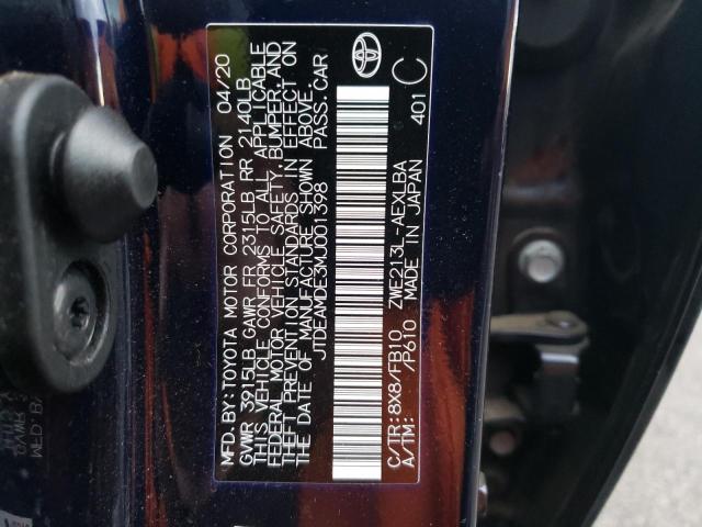 JTDEAMDE3MJ001398 - 2021 TOYOTA COROLLA LE BLUE photo 10