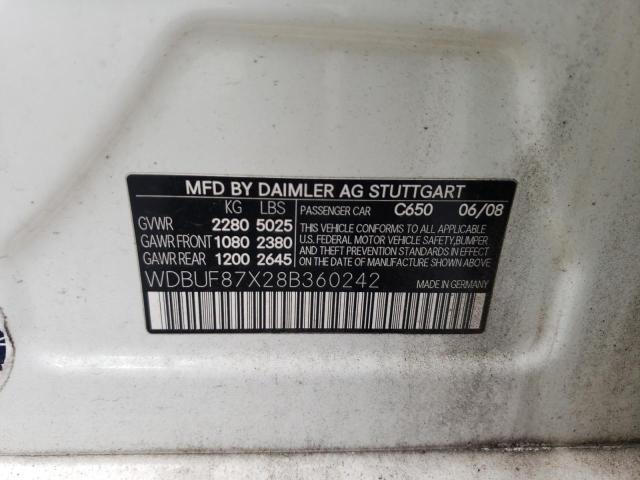 WDBUF87X28B360242 - 2008 MERCEDES-BENZ 350-CLASS 350 4MATIC WHITE photo 12