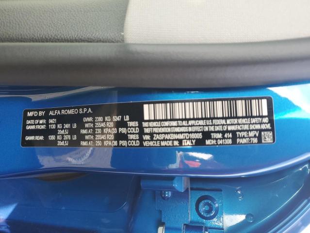 ZASPAKBN4M7D16005 - 2021 ALFA ROMEO STELVIO TI BLUE photo 13