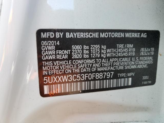 5UXXW3C53F0F88797 - 2015 BMW X4 XDRIVE28I WHITE photo 14